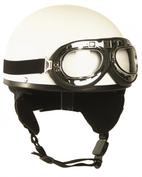 Helm Halbschale mit Brille weiß