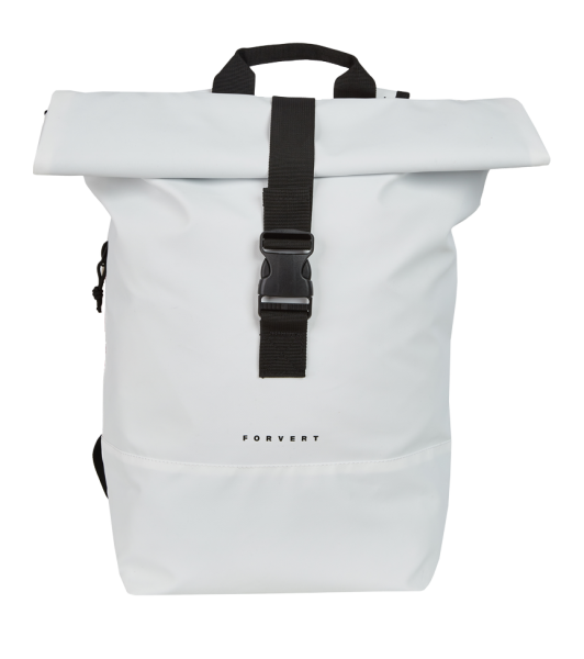 Moderner Rucksack mit versteckter Seitentasche und minimalistischem Design - weiß