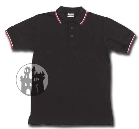 Poloshirt mit Knopfleiste und rot/weißen Zierstreifen