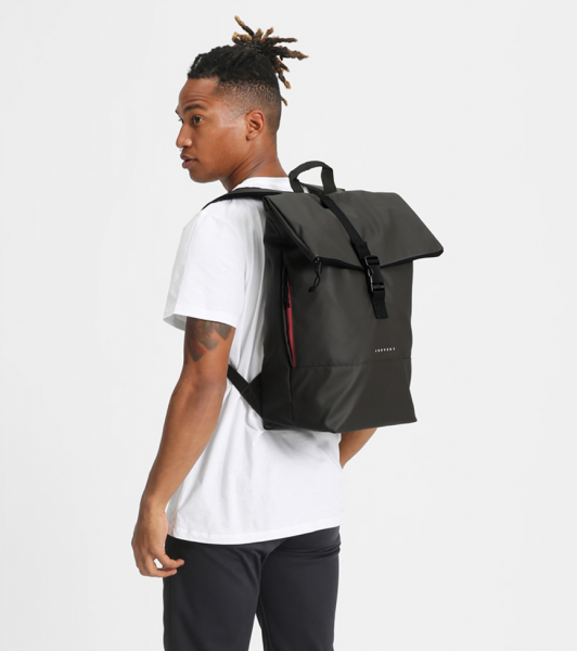 Moderner Rucksack mit versteckter Seitentasche und minimalistischem Design - schwarz