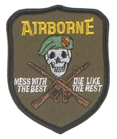 Stoffabzeichen 'U.S. Airborne - mess with the best'