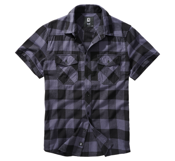 Checkshirt mit Halbärmlen - schwarz/grau